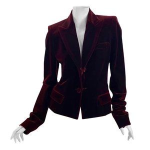 F/W 2002 Look#7 Tom Ford for Yves Saint Laurent Burgundy Velvet Blazer Jacket